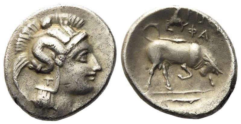 Lucania, Thourioi (C. 350-300 Bc), Triobol; Ar (1,13 G; 12,2 MM)