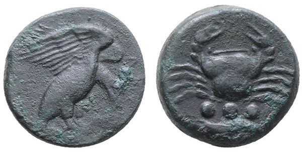 Sicily, Akragas, c. 425/0-410/06 BC. Æ Tetras (20mm, 9.09g).  - Auction Greek, Roman, Byzantine Coins - Bertolami Fine Art - Prague