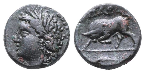 Southern Lucania, Thourioi, c. 3rd century BC. Æ (12mm, 2.27g).