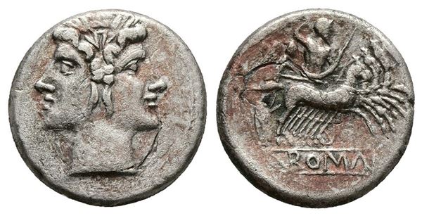 Anonymous, Rome, c. 225-212 BC. AR Quadrigatus (20mm, 5.26g).