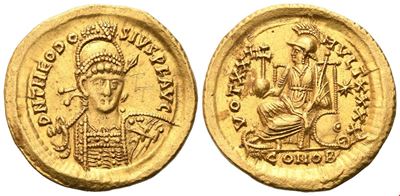 Theodosius II (402–450), Solidus (oro), Costantinopoli, c. 430–440