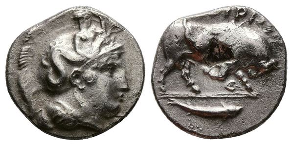 Southern Lucania, Thourioi, c. 400-350 BC. AR Nomos (22mm, 7.59g).