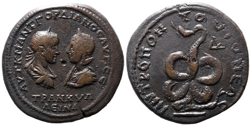 Gordiano III e Tranquillina, Tetrakaihemiassarion (Moesia Inferior, Tomis) Æ