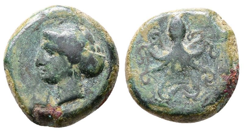 Sicily, Syracuse, C. 400 Bc. Æ Tetras (13mm, 2.60g).