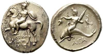 Calabria, Tarentum (C. 302-280 Bc), Nomos; Ar (6,80 G; 21,1 MM)
