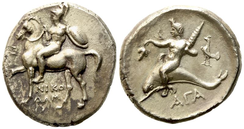 Calabria, Tarentum (C. 302-280 Bc), Nomos; Ar (6,80 G; 21,1 MM)