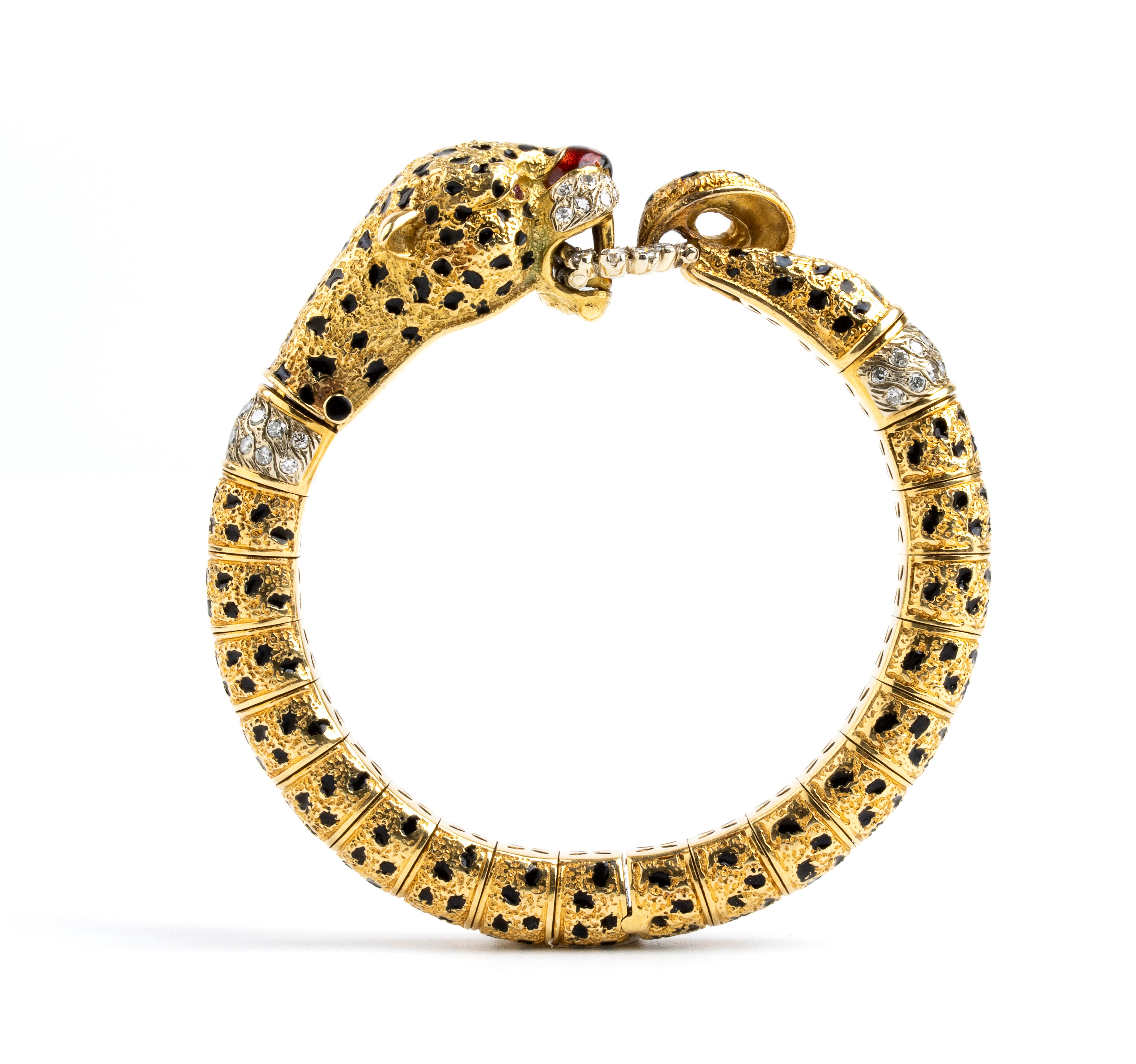 Bracciale leopardo in oro smalti e diamanti