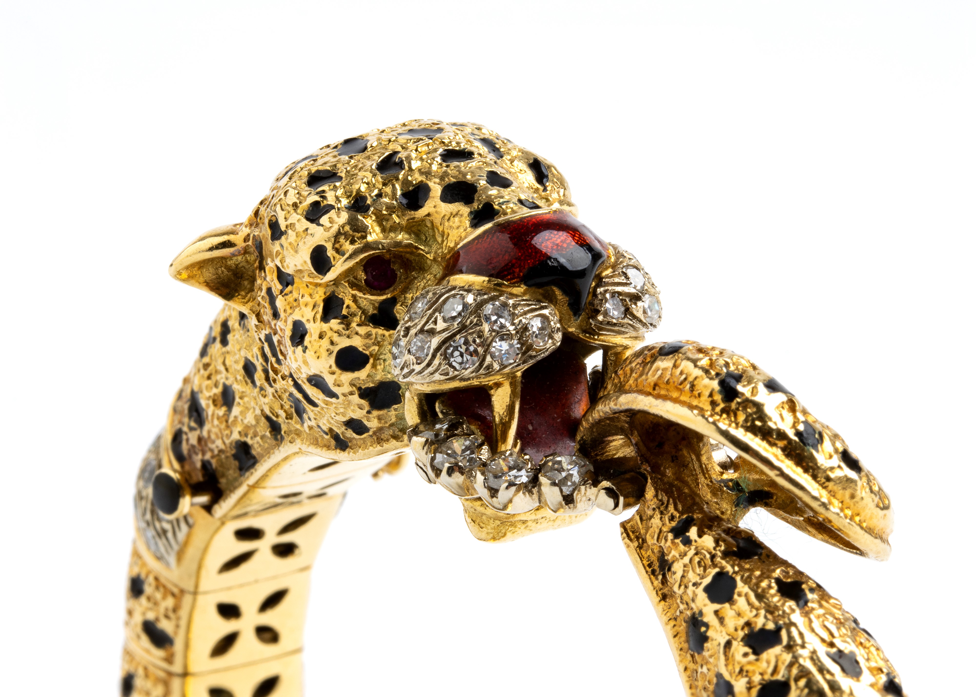Bracciale leopardo in oro smalti e diamanti