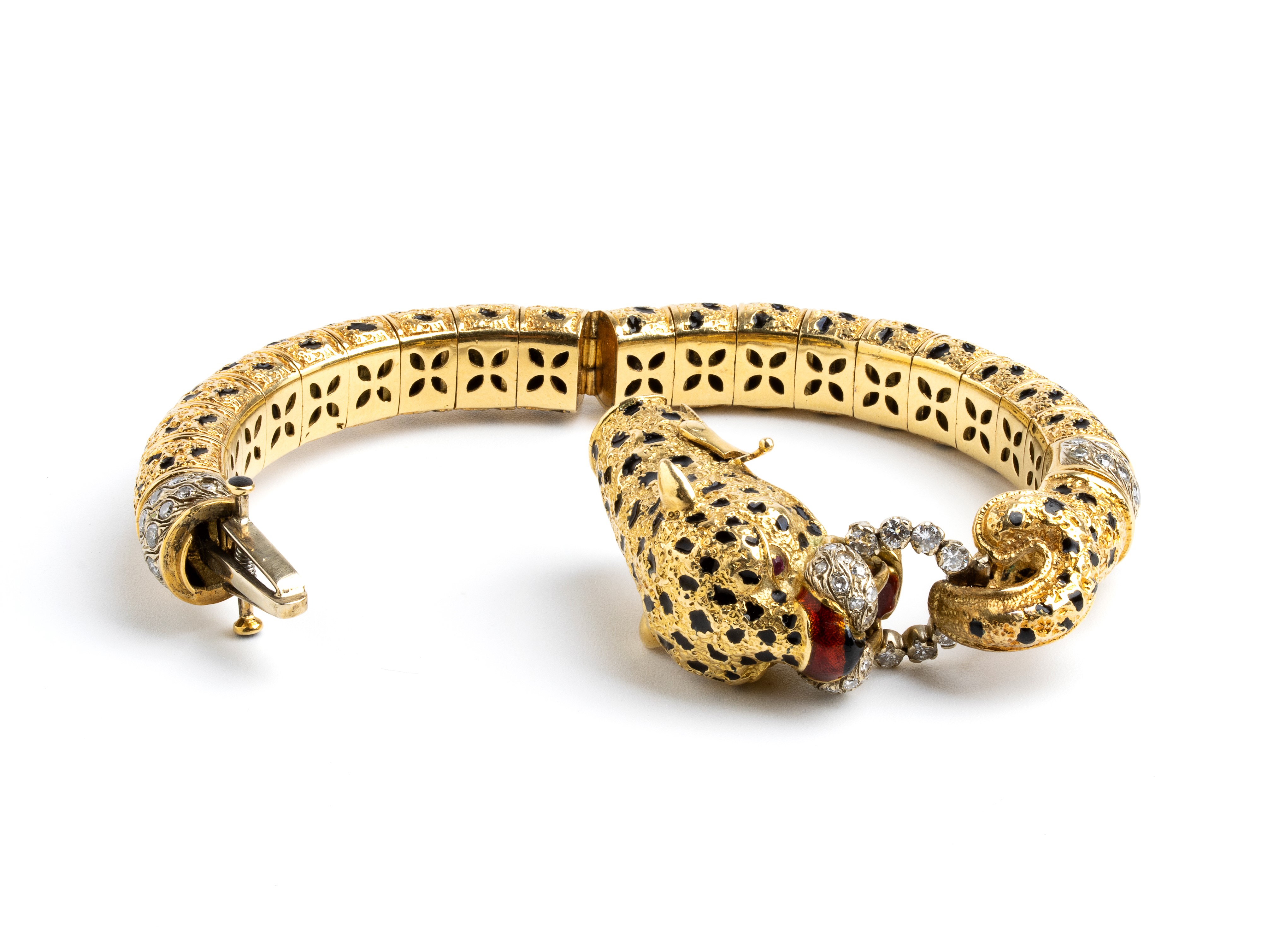 Bracciale leopardo in oro smalti e diamanti