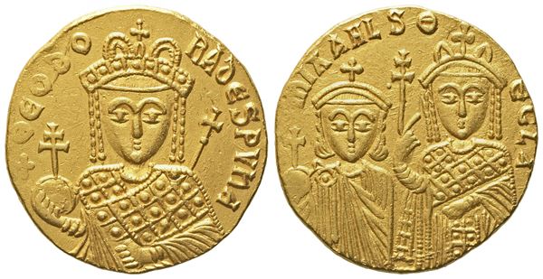 Michael III 'the Drunkard', with Theodora and Thecla (842-867), Solidus; AV (4,35 g; 18,4 mm)