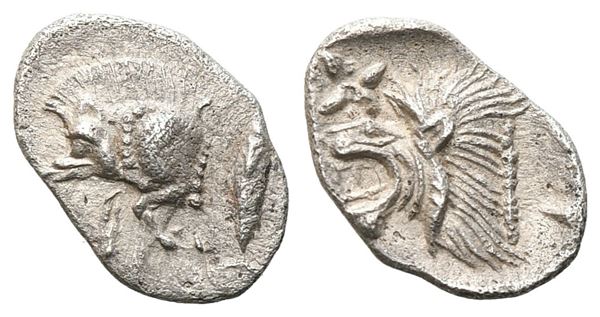 Mysia, Kyzikos, c. 450-400 BC. AR Hemiobol (10 mm, 0.40 g).