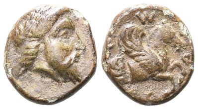 Mysia, Adramytion, moneta in bronzo (Æ) con testa laureata di Zeus e Pegaso, IV secolo a.C.