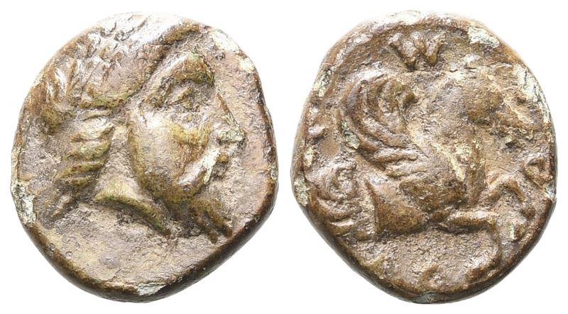 Mysia, Adramytion, moneta in bronzo (Æ) con testa laureata di Zeus e Pegaso, IV secolo a.C.