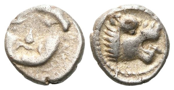 Pamphylia, Aspendos, c. 420-360 BC. AR Hemiobol (8 mm, 0.53 g).
