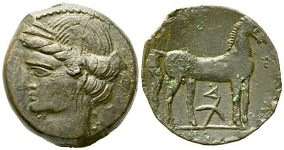 Carthage, First Punic War (C. 264-241 Bc), Shekel; Æ (7,15 G; 23 MM)