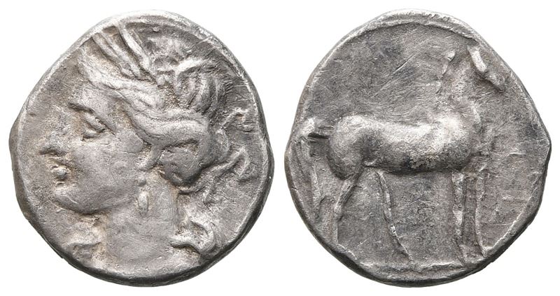 Bruttium, Carthaginian Occupation, C. 215-205 Bc. Ar Quarter Shekel (13 MM, 1.60 G).