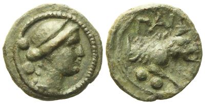 Lucania, Paestum (poseidonia) (C. 218-201 Bc), Sextans; Æ (2,25 G; 14,6 MM)