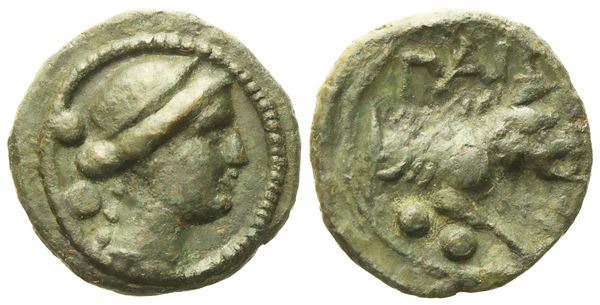 Lucania, Paestum (Poseidonia) (c. 218-201 BC), Sextans; Æ (2,25 g; 14,6 mm)