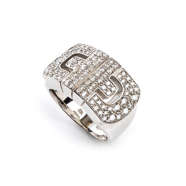 BULGARI - Parentesi collection: diamond gold band ring