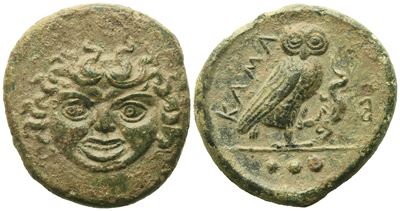 Sicily, Kamarina (C. 420-405 Bc), Tetras; Æ (4,68 G; 19,3 MM)