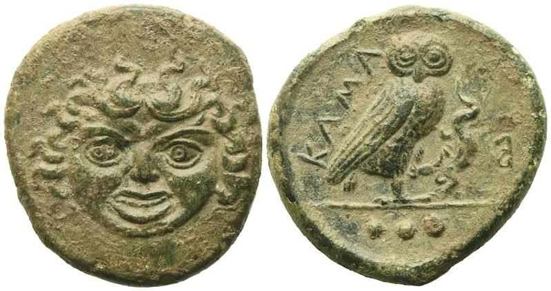 Sicily, Kamarina (C. 420-405 Bc), Tetras; Æ (4,68 G; 19,3 MM)