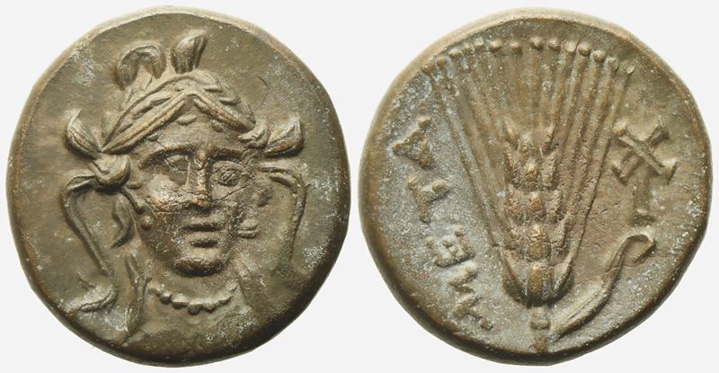 Lucania, Metapontion (C. 300-250 Bc), Æ (3,40 G; 16,3 MM)