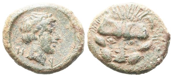 Bruttium, Rhegion, c. 415/0-387 BC. Æ (15 mm, 2.78 g).