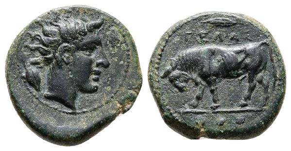 Sicily, Gela, c. 420-405 BC. Æ Tetras (17mm, 3.45g).