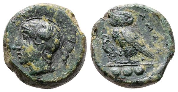 Sicily, Kamarina, c. 420-405 BC. Æ Tetras (15mm, 3.43g).  - Auction Greek, Roman and Byzantine Coins	 - Bertolami Fine Art - Prague