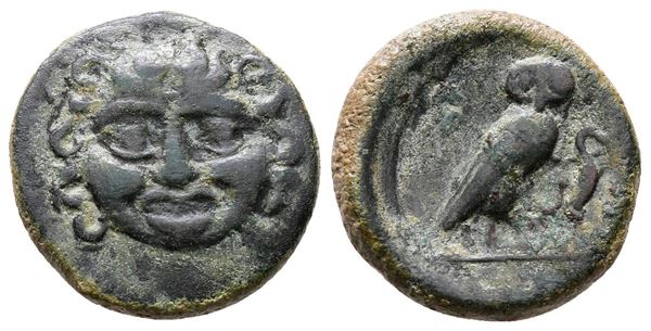 Sicily, Kamarina, c. 420-405 BC. Æ Tetras (17mm, 3.64g).  - Auction Greek, Roman and Byzantine Coins	 - Bertolami Fine Art - Prague