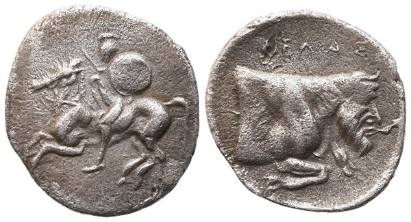 Sicily, Gela (c. 430-325 BC), Litra; AR (0,70 g; 13 mm; 9 h)