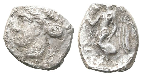 Bruttium, Terina, c. 420-400 BC. AR Diobol (10 mm, 0.66 g).