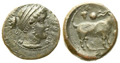 Sicily, Nakone (late 5th Century Bc), Onkia; Æ (1,08 G; 11,2 MM)