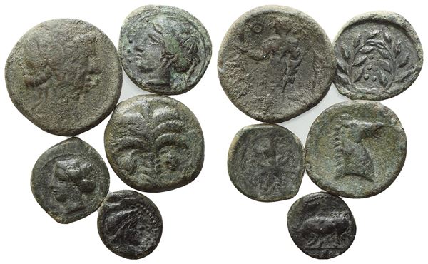  Lot of 5 Æ coins to be catalogued. Lot sold as is, no returns.
