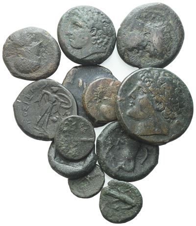 Lot Of 12 Æ Coins To Be Catalogued. Lot Sold As Is, No Returns.