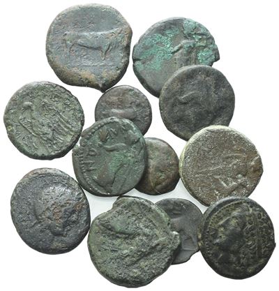 Lot Of 12 Æ Coins To Be Catalogued. Lot Sold As Is, No Returns.