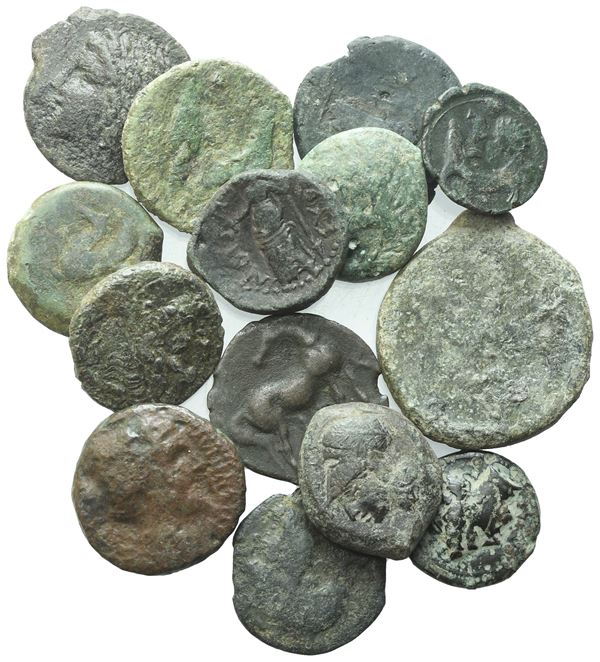  Lot of 14 Æ coins to be catalogued. Lot sold as is, no returns.