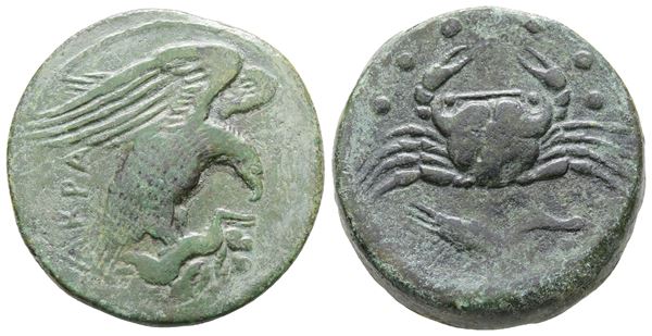 Sicily, Akragas, c. 420-410 BC. Æ Hemilitron (28 mm, 16.93 g).