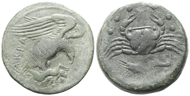 Sicily, Akragas, c. 420-410 BC. Æ Hemilitron (28 mm, 16.93 g).