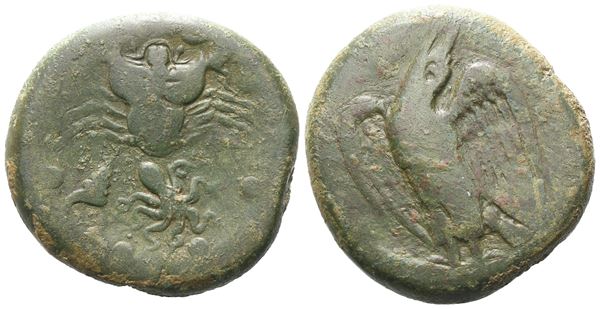 Sicily, Akragas, c. 420-410 BC. Æ Hemilitron (27 mm, 18.64 g).