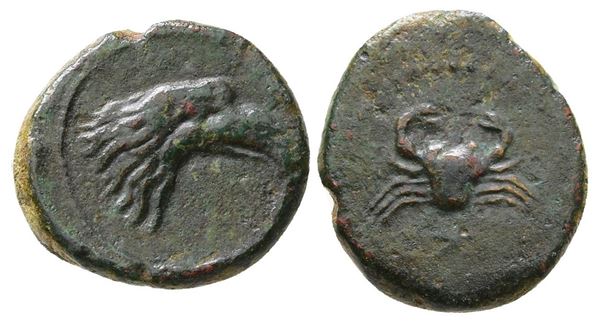 Sicily, Akragas, c. 425-406 BC. Æ Onkia (14 mm, 2.14 g).