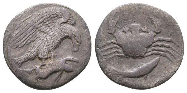 Sicily, Akragas, c. 420-410 BC. AR Hemidrachm (17 mm, 1.95 g).