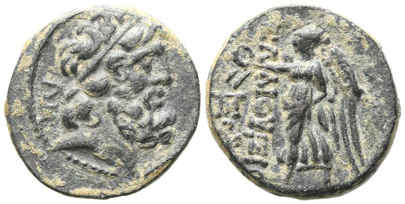 Zeus, Nike e monogrammi, Æ (21 mm), Elaioussa Sebaste (Cilicia) — I secolo a.C.
