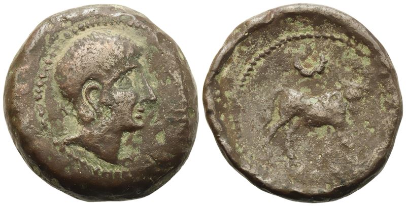 Celtic. Iberia, Castulo, Semis, mid II century BC; Æ (12,48 g; 24,7 mm)