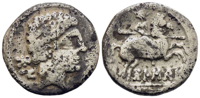 Celtic. Iberia, Bolskan (Huesca), Denarius, II century BC; AR (3,63 g; 18 mm)