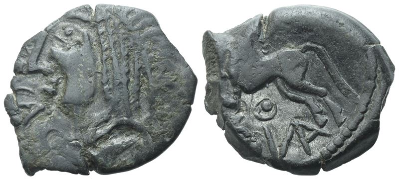 Gallia Belgica, Meldi (Area of Meaux), Bronze Roveca class IIIB, c. 60-40 BC; Æ (2,60 g; 16,6 mm)