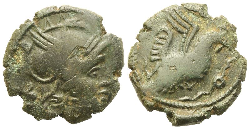 Celtic. Gallia, Bellovaques, Bronze, Bracquemont type, I century BC; Æ (2,62 g; 16 mm)