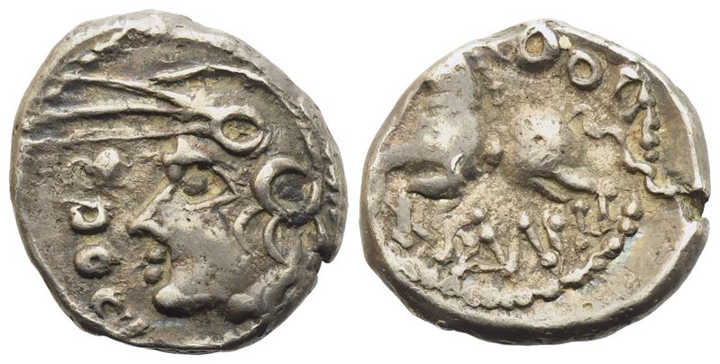 Celtic. Central Gallia, Sequani, Quinarius, mid I century BC; AR (1,94 g; 14 mm)