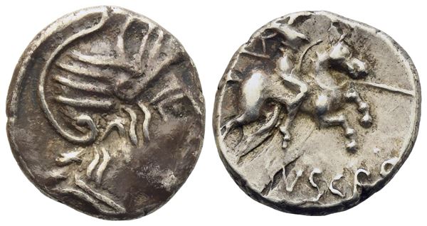 Celtic. Gallia, Allobroges,  Quinarius, c. 61-40 BC; AR (2,05 g; 14 mm)