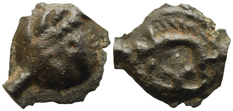 Celtic. Gallia, Leuci, Potin unit "à la tête d'indien", c. 75-50 BC (6,07 g; 21 mm)